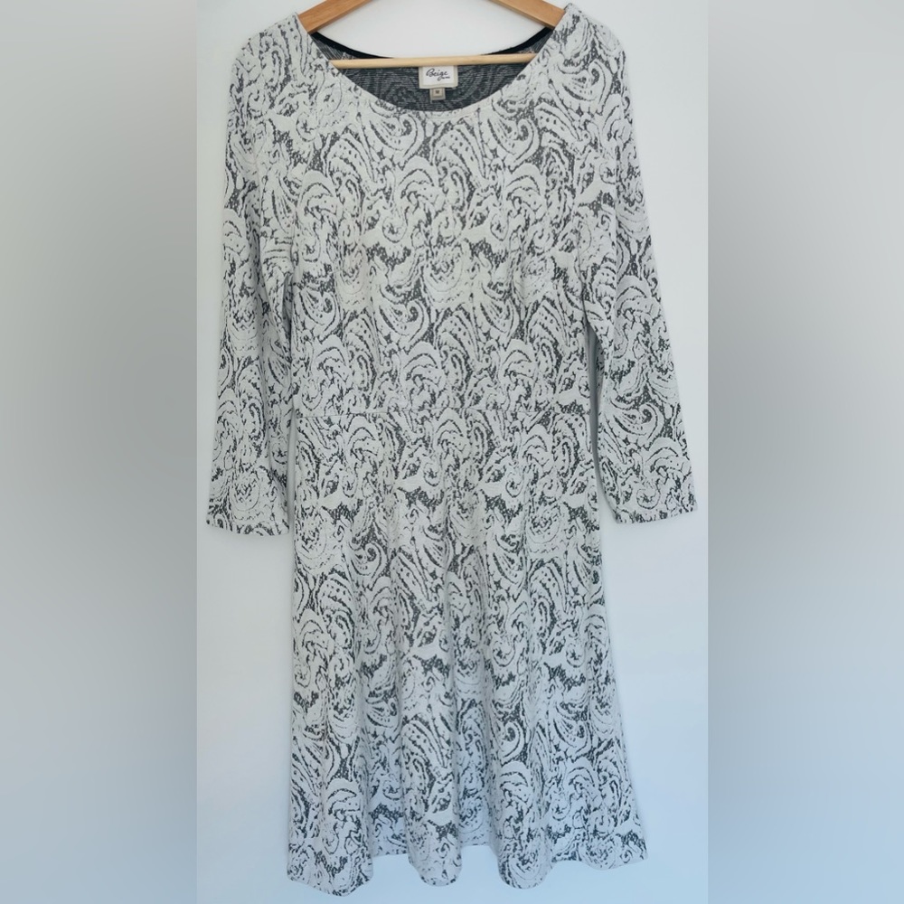 Beige by Eci three quarter sleeve Large White sweater dress.